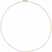 14K Yellow 2 mm Adjustable White Enamel Bead 15-16" Chain