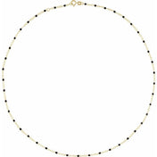 14K Yellow 2 mm Adjustable Black Enamel Bead 15-16" Chain