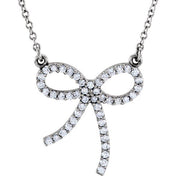 Platinum 1/4 CTW Natural Diamond Bow 16 1/2" Necklace