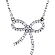Platinum 1/4 CTW Natural Diamond Bow 16 1/2" Necklace