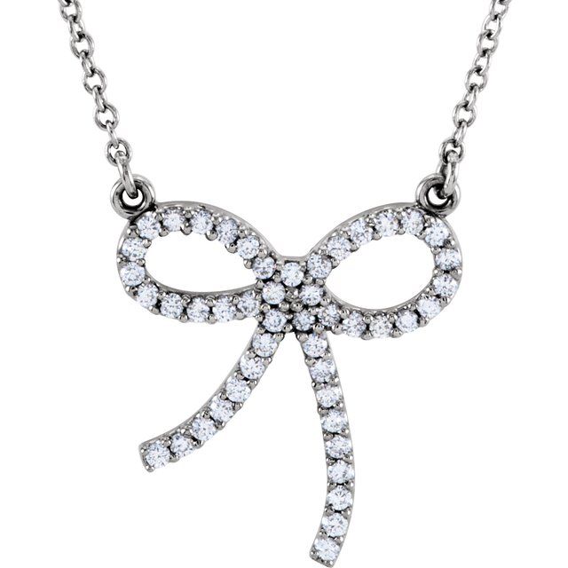 Platinum 1/4 CTW Natural Diamond Bow 16 1/2" Necklace