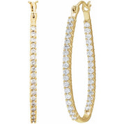 14K Yellow 1 CTW Natural Diamond Inside-Outside Hoop Earrings