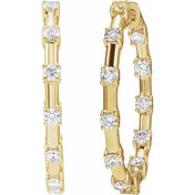 14K Yellow 1 CTW Lab-Grown Diamond Inside-Outside 25.1 mm Hoop Earrings