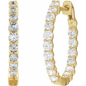 14K Yellow 1 CTW Lab-Grown Diamond Inside-Outside Hinged 19.3 mm Hoop Earrings
