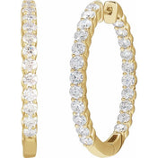 14K Yellow 3 CTW Lab-Grown Diamond Inside-Outside Hinged 30 mm Hoop Earrings