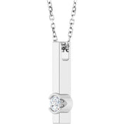 Platinum 1/10 Natural Diamond Bar 16-18" Necklace