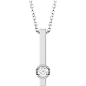 Platinum 1/10 Natural Diamond Bar 16-18" Necklace