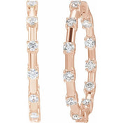 14K Rose 1 CTW Lab-Grown Diamond Inside-Outside 25.1 mm Hoop Earrings