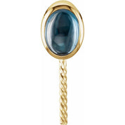 14K Yellow 7x5 mm Natural London Blue Topaz Semi-Set Pendant for 10-15 mm Pearl