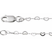 Sterling Silver 1.9 mm Heart 7" Chain