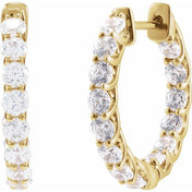 14K Yellow 2 1/5 CTW Lab-Grown Diamond Inside-Outside Hoop Earrings