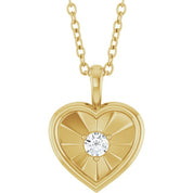 14K Yellow 1/10 CT Natural Diamond Heart 18" Necklace