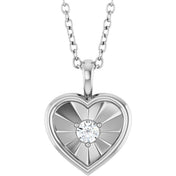 14K White 1/10 CT Natural Diamond Heart Pendant