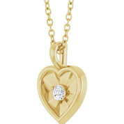 14K Yellow 1/10 CT Natural Diamond Heart 18" Necklace