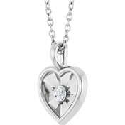 14K White 1/10 CT Natural Diamond Heart Pendant