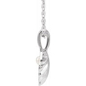 Platinum 1-Stone Cultured White Seed Pearl Family Shell 16-18" Necklace