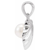 Sterling Silver Cultured White Freshwater Pearl Shell Pendant