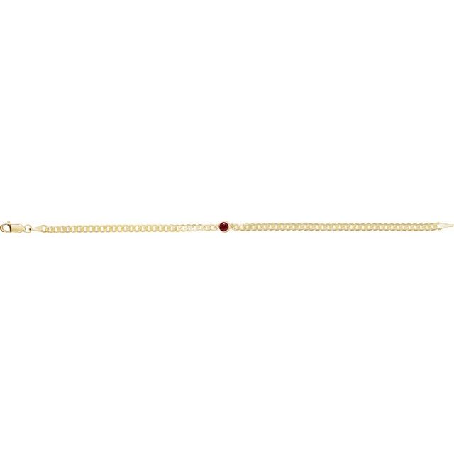14K Yellow Natural Ruby Link 7" Bracelet