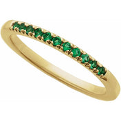 14K Yellow Lab-Grown Emerald Ring