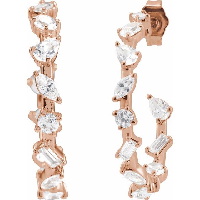 14K Rose 2 CTW Lab-Grown Diamond 25.4 mm Hoop Earrings