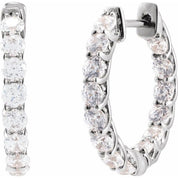 14K White 2 1/5 CTW Lab-Grown Diamond Inside-Outside Hoop Earrings