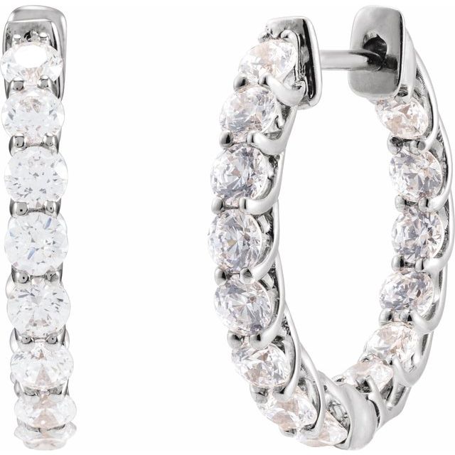 5 CTW Lab-Grown Diamond Inside-Outside Hoop Earrings