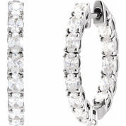 14K White 2 5/8 CTW Lab-Grown Diamond Inside-Outside 20.6 mm Hoop Earrings
