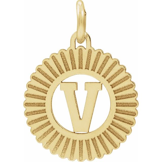 14K Yellow Gold-Plated Sterling Silver Initial V Pendant