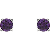 Sterling Silver 4 mm Natural Amethyst Stud Earrings