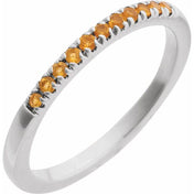 14K White Natural Citrine Ring