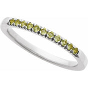14K White Natural Peridot Ring
