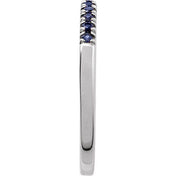 14K White Natural Blue Sapphire Ring