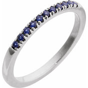 14K White Lab-Grown Blue Sapphire Ring