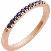 14K Rose Lab-Grown Blue Sapphire Ring