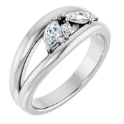 Sterling Silver 1/3 CTW Natural Diamond Negative Space Ring