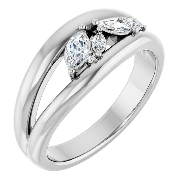 Sterling Silver 1/3 CTW Natural Diamond Negative Space Ring