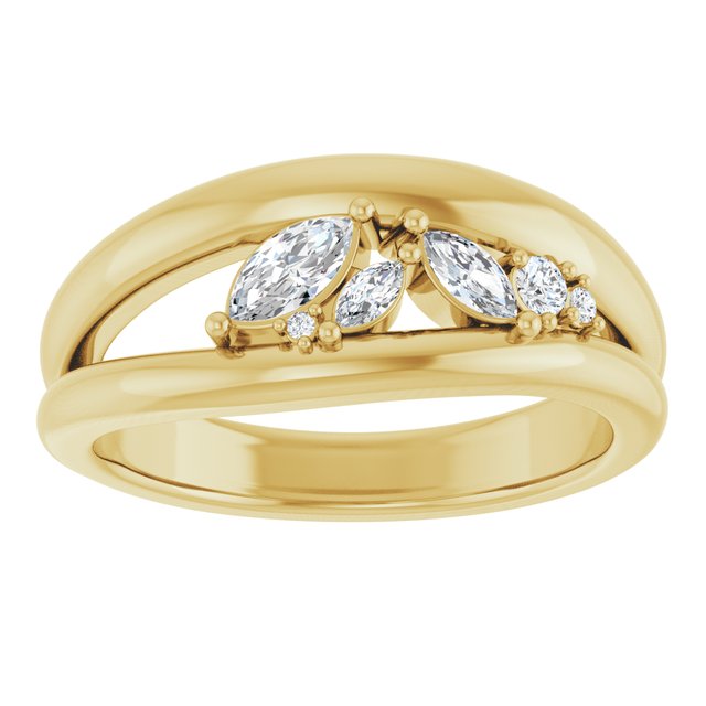 14K Yellow 1/3 CTW Natural Diamond Negative Space Ring
