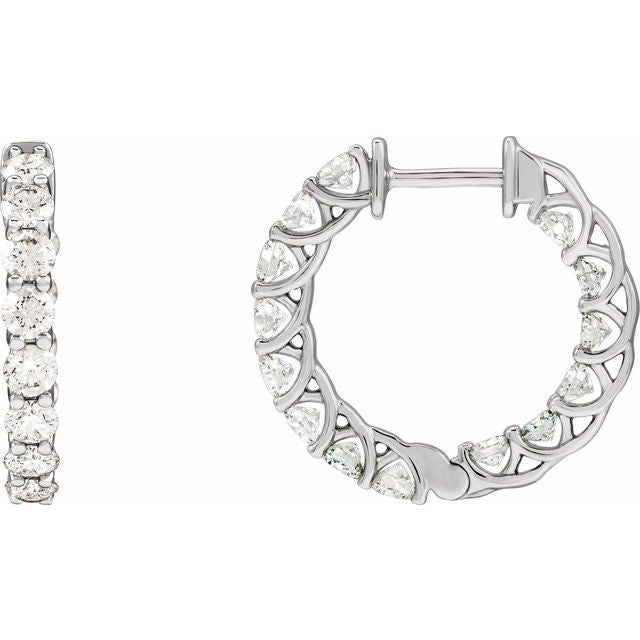 5 CTW Lab-Grown Diamond Inside-Outside Hoop Earrings
