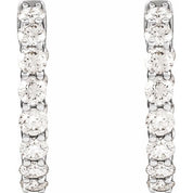 14K White 2 1/5 CTW Lab-Grown Diamond Inside-Outside Hoop Earrings