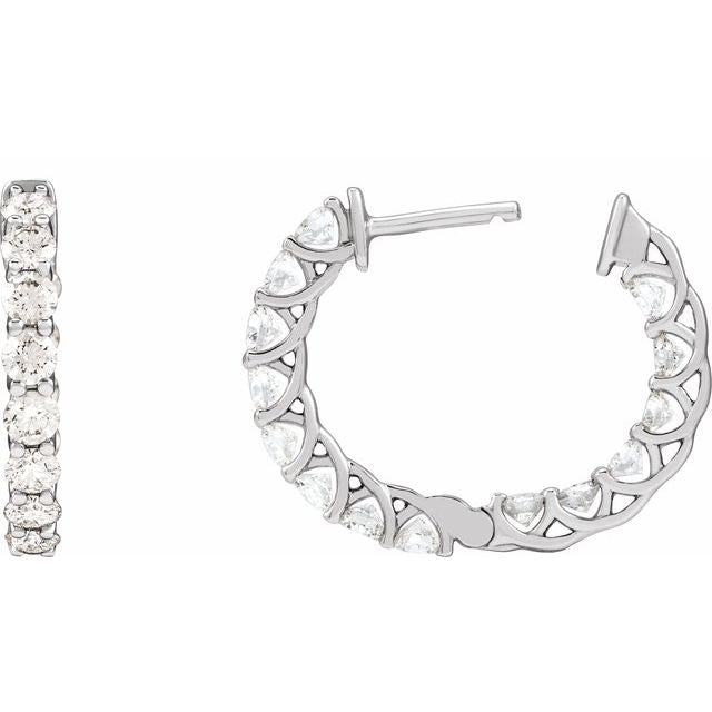 5 CTW Lab-Grown Diamond Inside-Outside Hoop Earrings