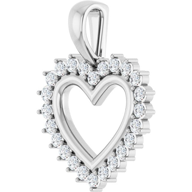 Sterling Silver 1/3 CTW Natural Diamond Heart Pendant