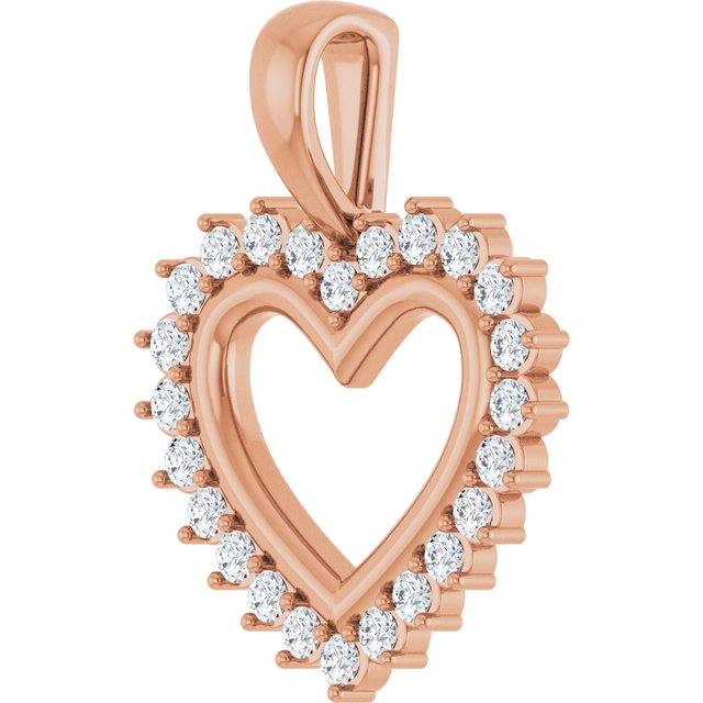 14K Rose 1/3 CTW Natural Diamond Heart Pendant