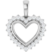 14K White 1/3 CTW Natural Diamond Heart Pendant