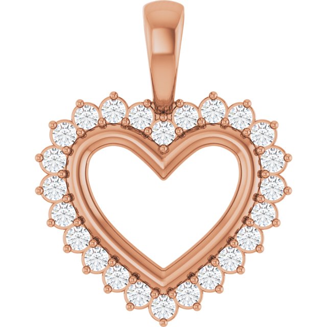 14K Rose 1/3 CTW Natural Diamond Heart Pendant