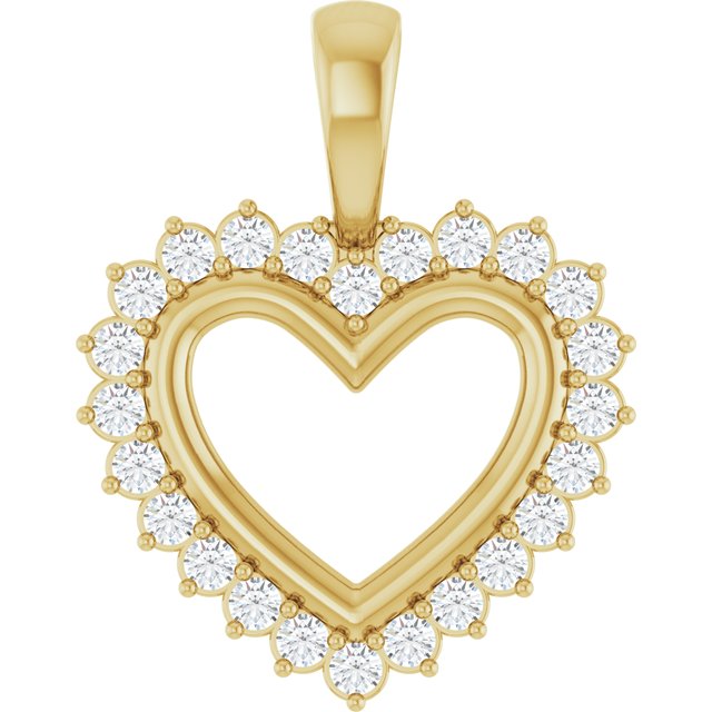 14K Yellow 1/3 CTW Natural Diamond Heart Pendant