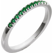 14K White Lab-Grown Emerald Ring