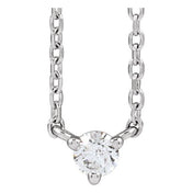 Platinum 1/10 CT Natural Diamond 3-Prong 18" Necklace