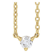 14K Yellow 1/10 CT Natural Diamond 3-Prong 18" Necklace