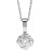 Sterling Silver 1/5 CT Natural Diamond Knot 18" Necklace