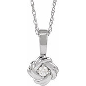 Sterling Silver 1/10 CT Natural Diamond Knot 18" Necklace